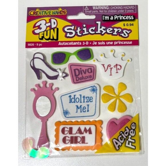 Creative Hands Foam 3D Stickers Princess Power Diva Glam Girl Idolize Me - Picture 1 of 2